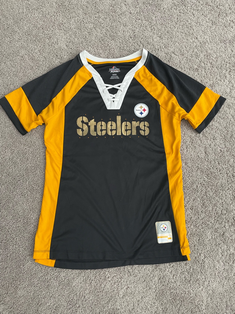 Majestic Pittsburgh Steelers Lace Up V-Neck Jersey Shirt